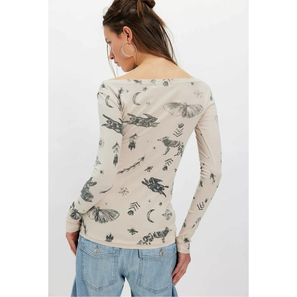 Free People Celestial Witchy Ragabond Winter Folklore Long Sleeve Tee Large NWT - Picture 5 of 14